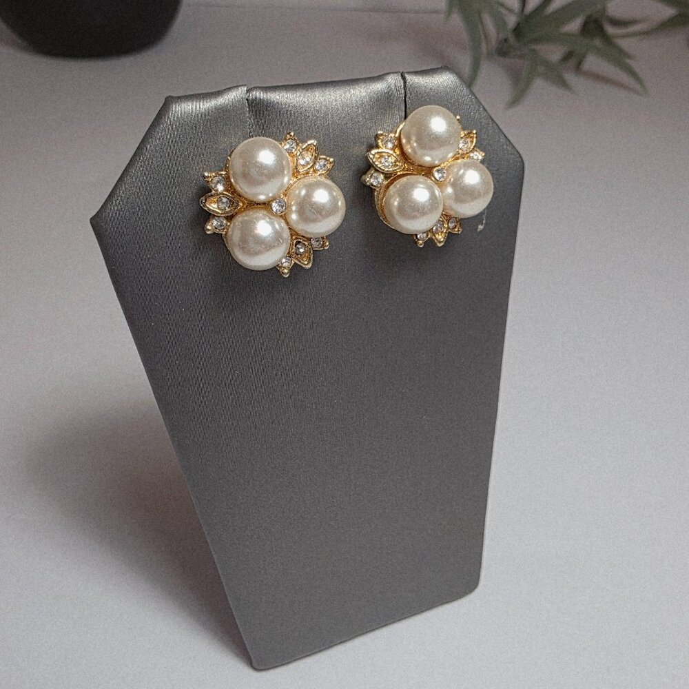 Premier Jewelry - Gold Tone Faux Pearl Cluster Stud Earrings